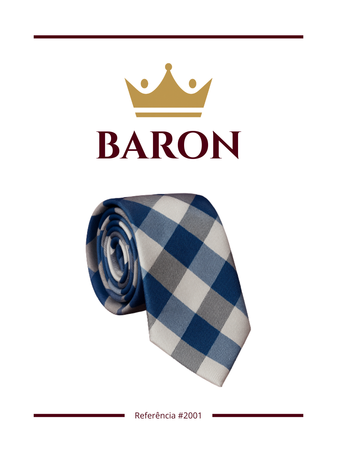 Gravata Xadrez Azul/Cinza