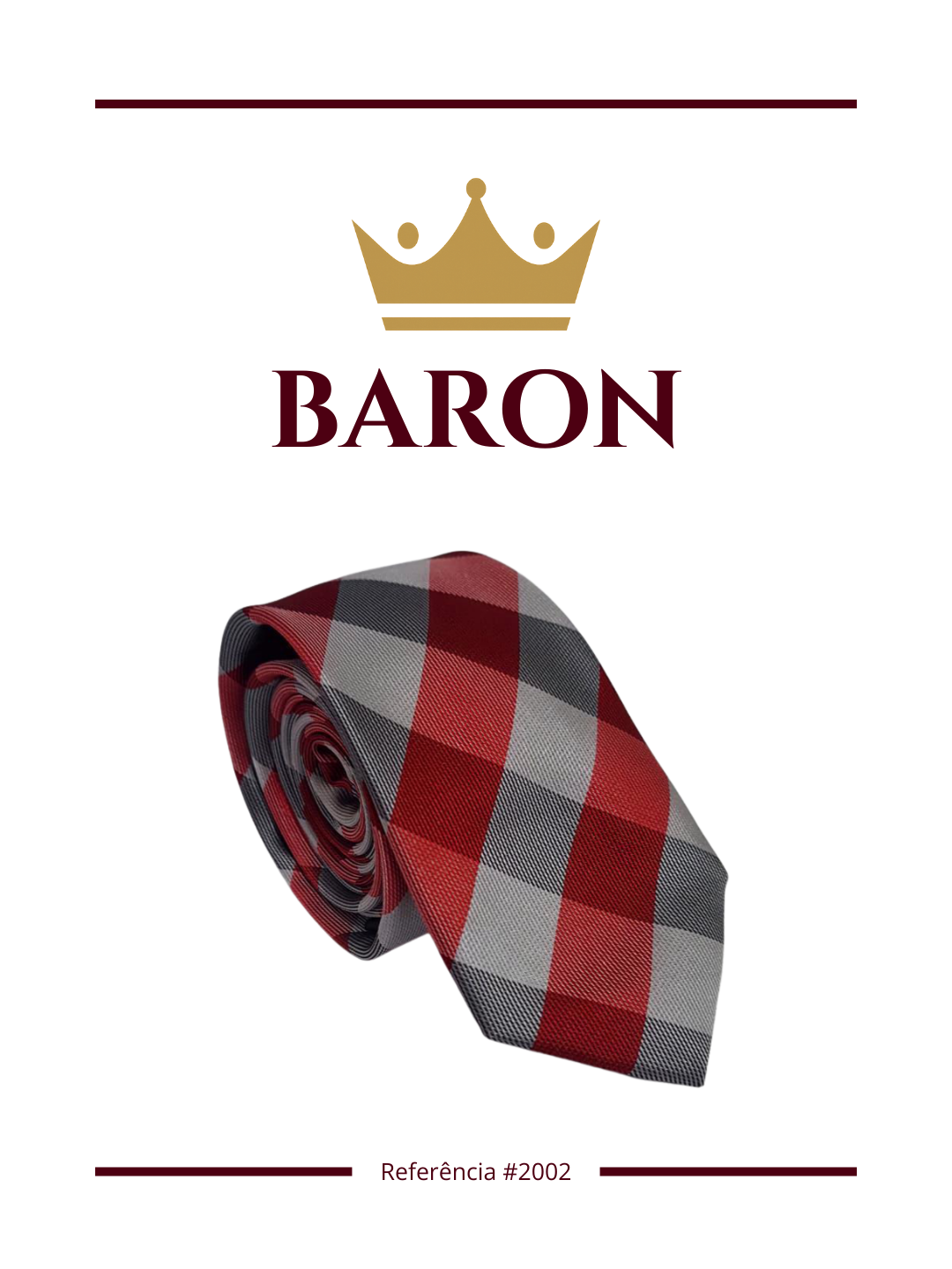 Gravata Xadrez Vermelho/Cinza